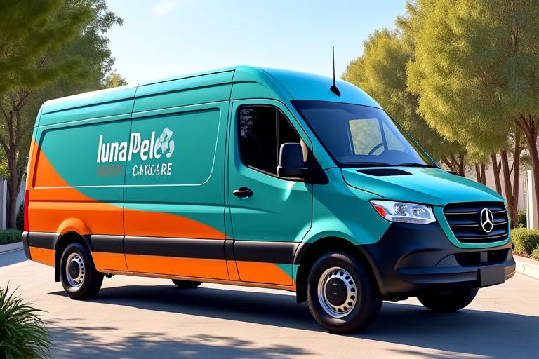 Furgoneta de grooming móvil de LunaPelo Care equipada y lista para el servicio a domicilio